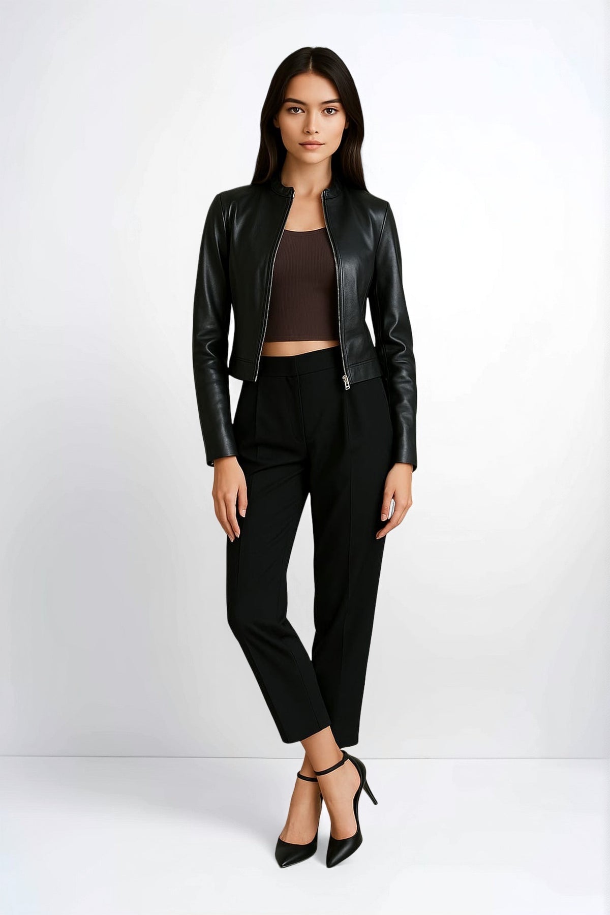 City Fit Damen Lederjacke aus schwarzem Schafnappaleder – PAUL BALM