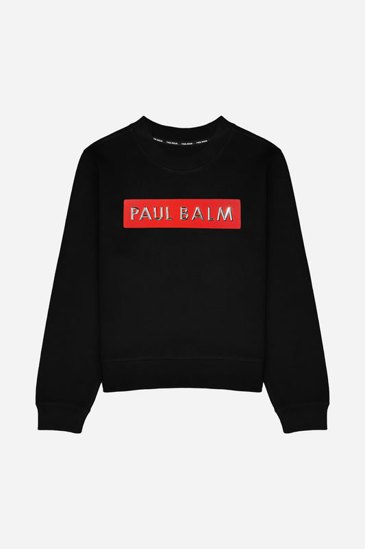 Sweatshirt PAUL BALM Metall Patch Silber/Rot